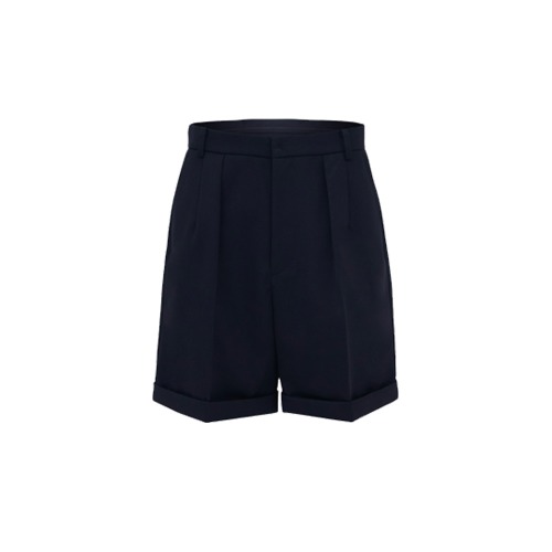 Volante Tailored Wool Shorts (Navy)