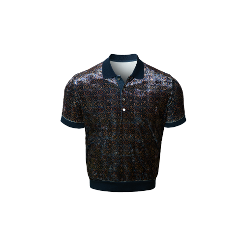 Chad Malone Velvet Muscle-Fit PK Shirts [Navy]